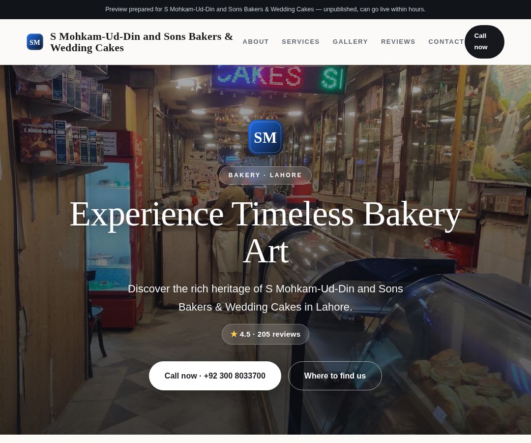 S Mohkam-Ud-Din and Sons Bakers & Wedding Cakes