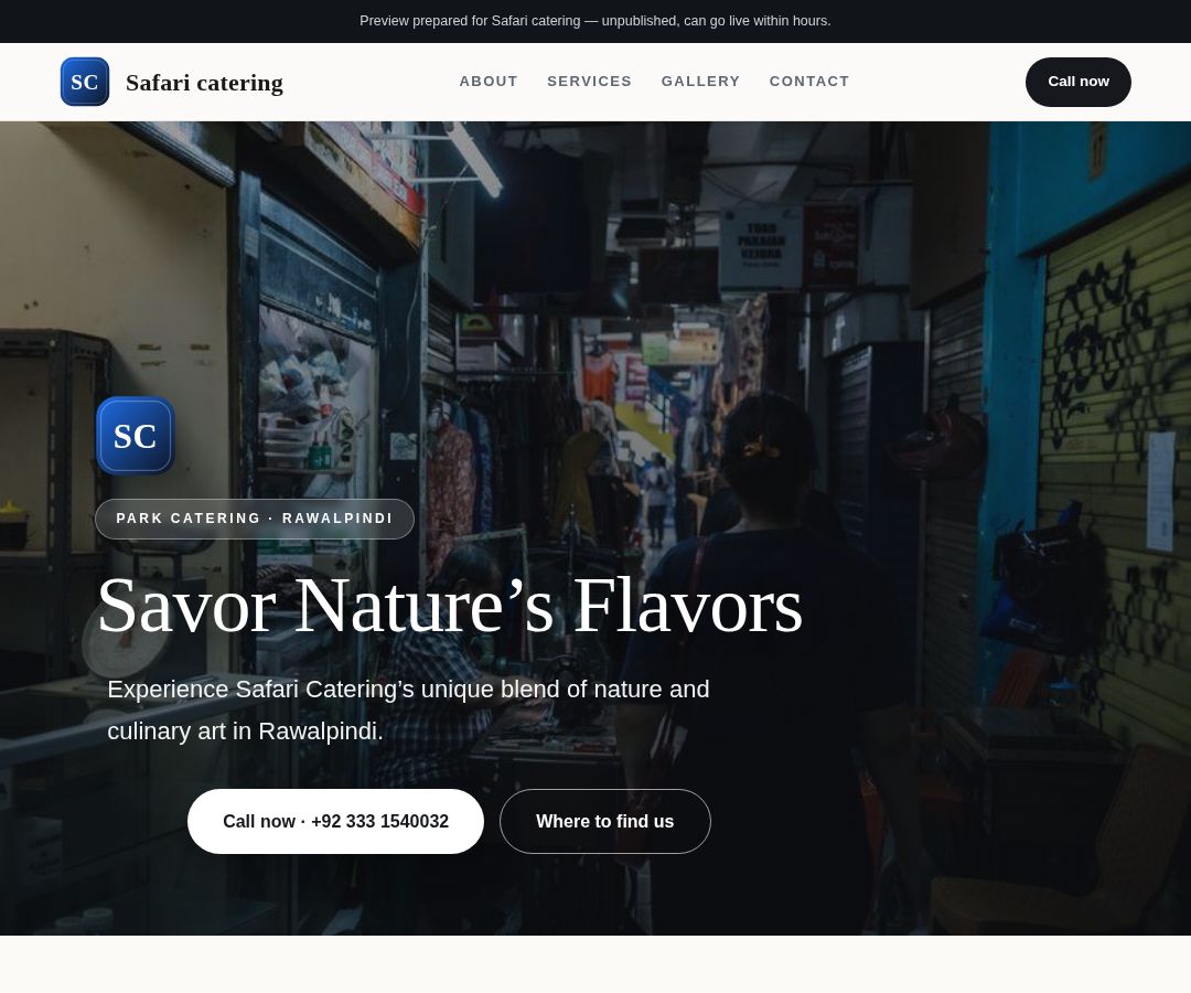 Safari catering