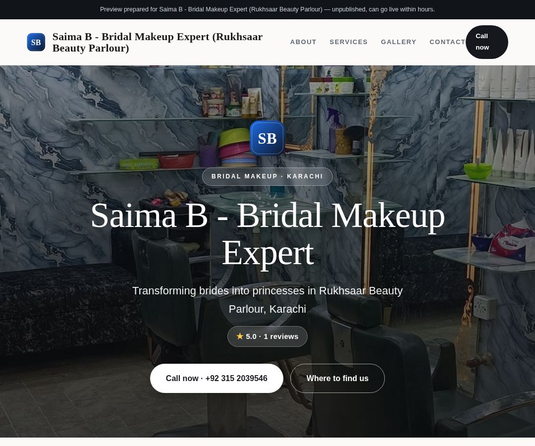 Saima B - Bridal Makeup Expert (Rukhsaar Beauty Parlour)