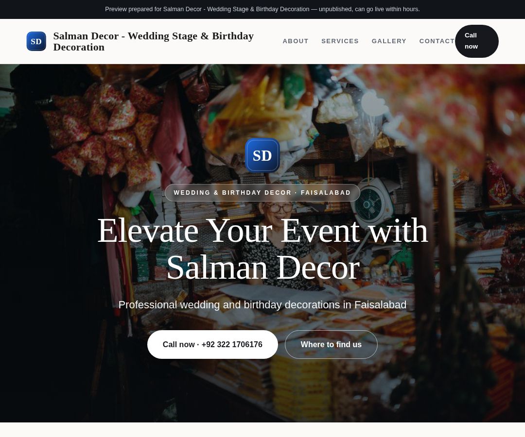 Salman Decor - Wedding Stage & Birthday Decoration