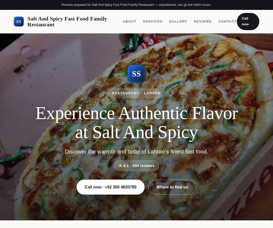 Salt And Spicy Fast Food Family Restaurant