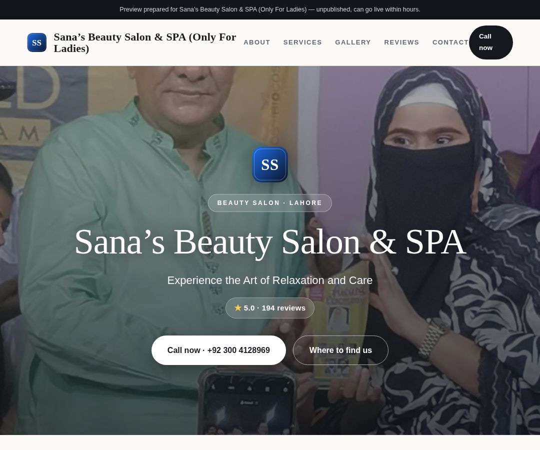 Sana’s Beauty Salon & SPA (Only For Ladies)