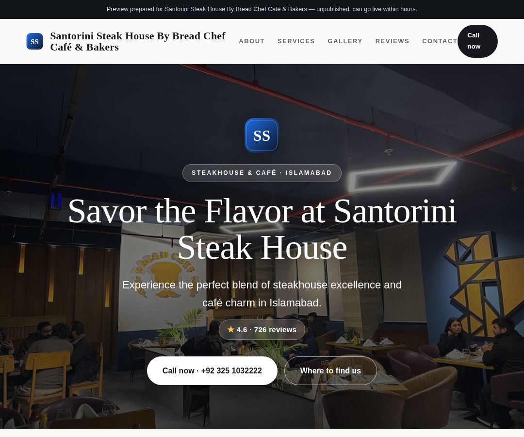 Santorini Steak House By Bread Chef Café & Bakers