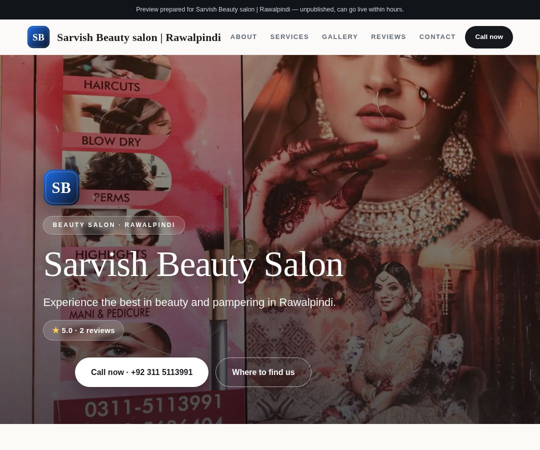 Sarvish Beauty salon | Rawalpindi