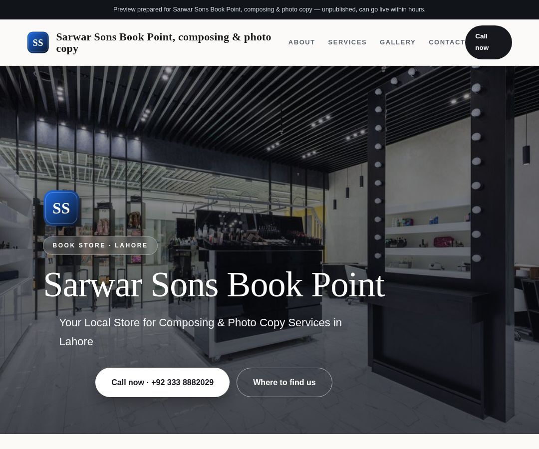Sarwar Sons Book Point, composing & photo copy