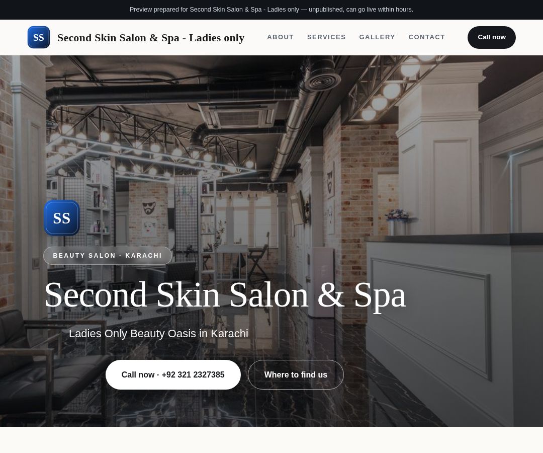 Second Skin Salon & Spa - Ladies only