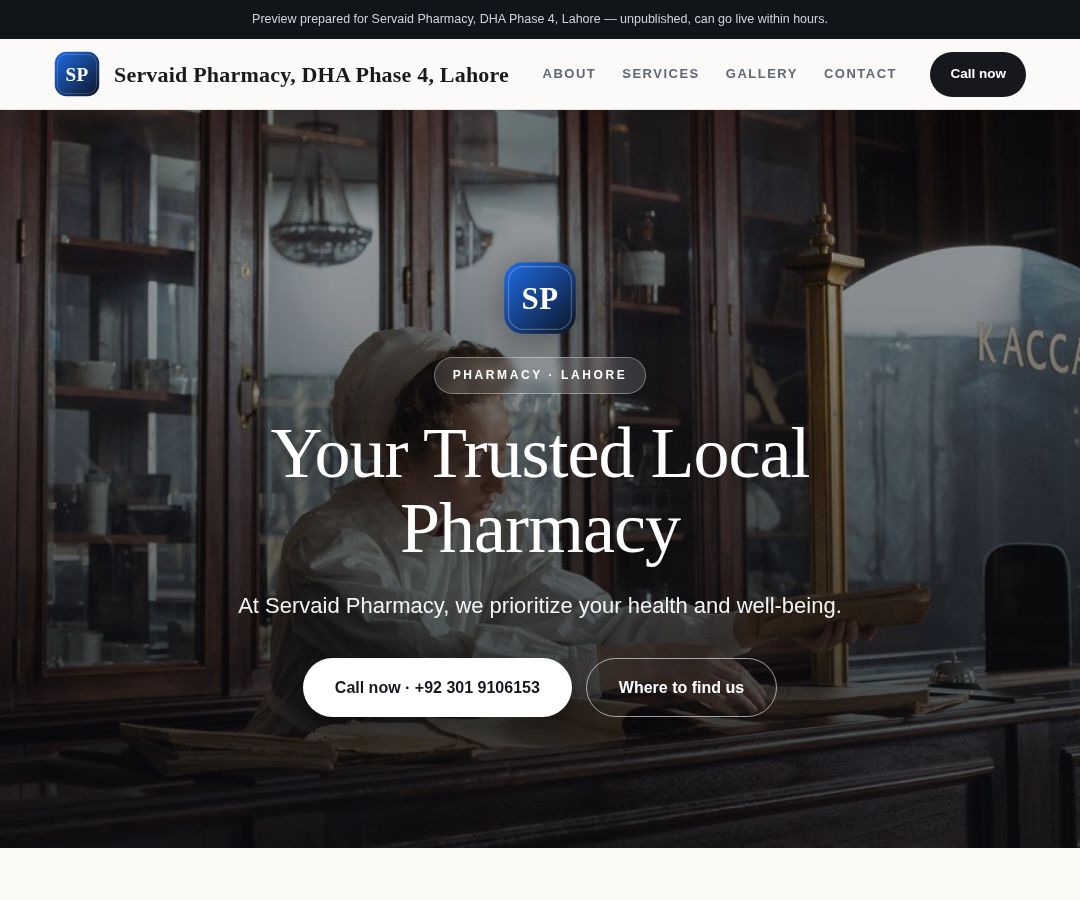 Servaid Pharmacy, DHA Phase 4, Lahore