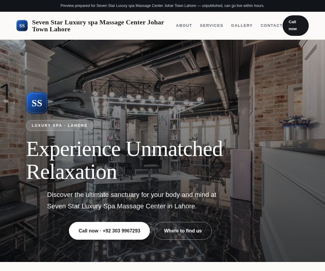 Seven Star Luxury spa Massage Center Johar Town Lahore