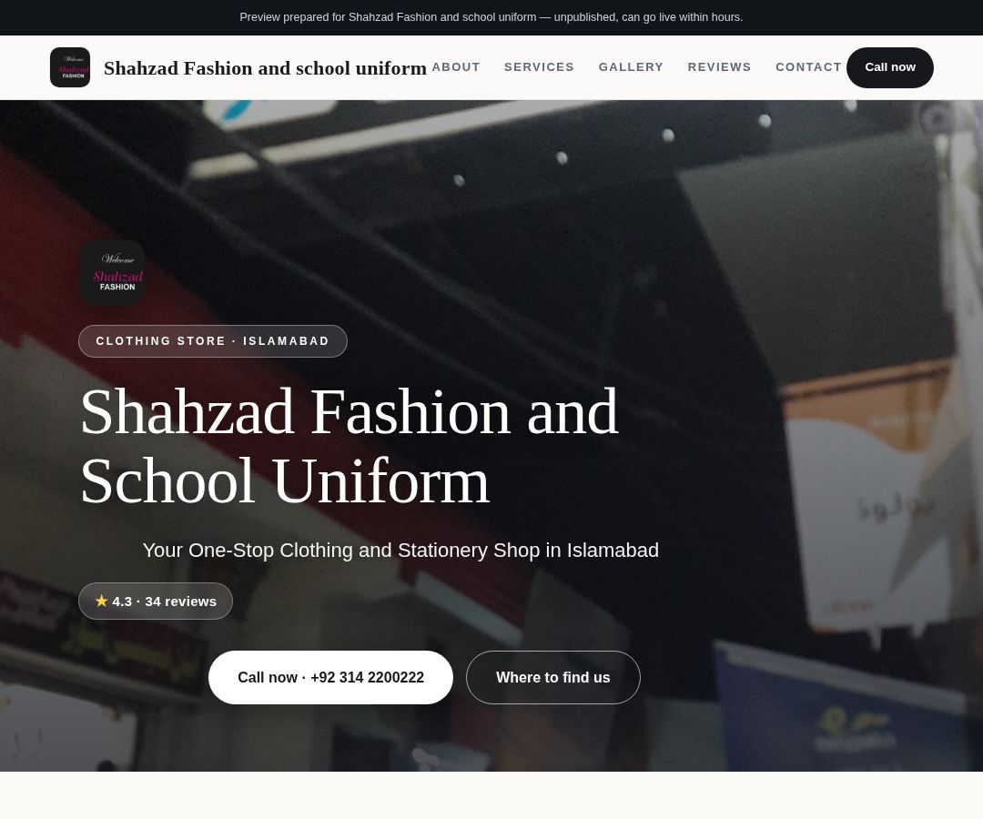 Shahzad Fashion and school uniform