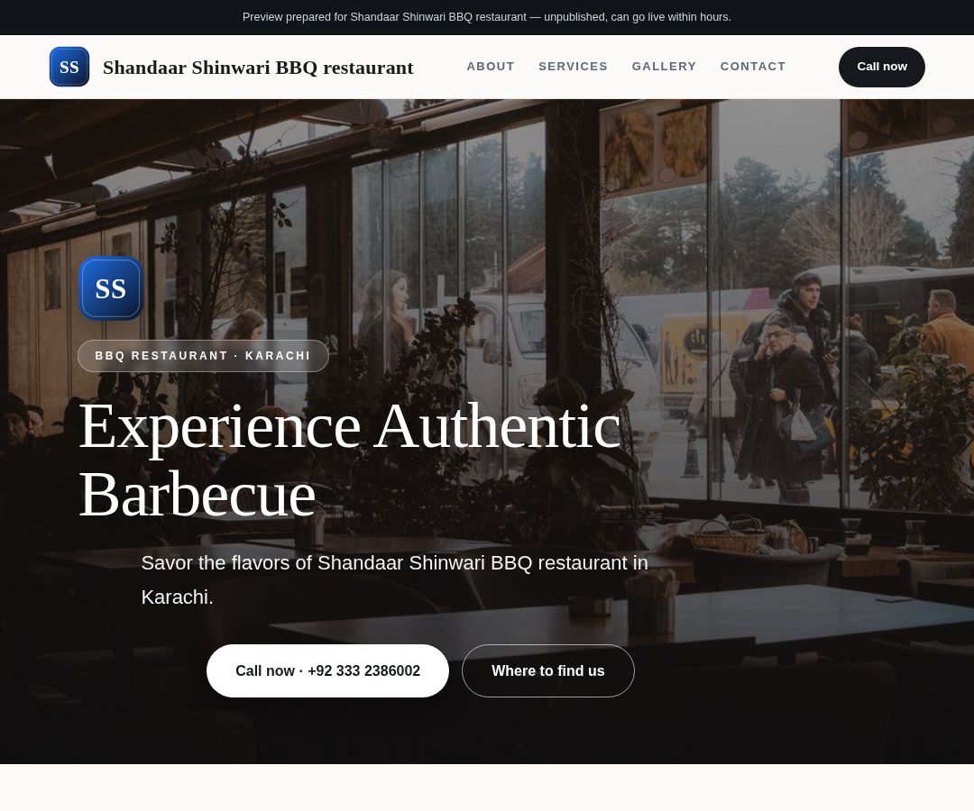 Shandaar Shinwari BBQ restaurant