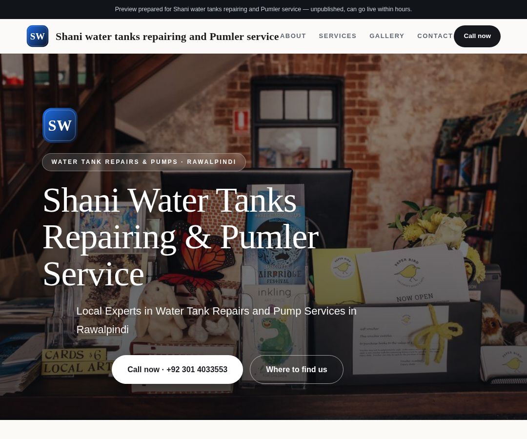 Shani water tanks repairing and Pumler service