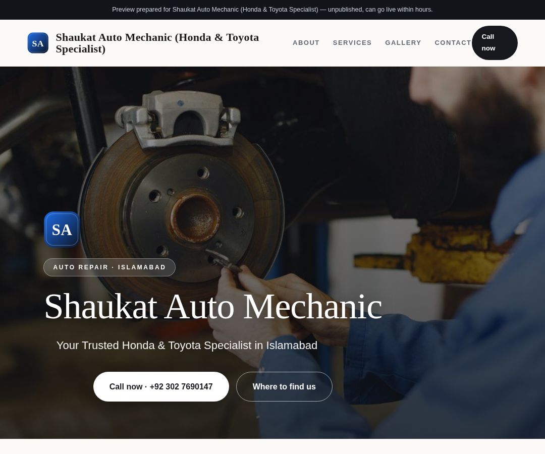 Shaukat Auto Mechanic (Honda & Toyota Specialist)