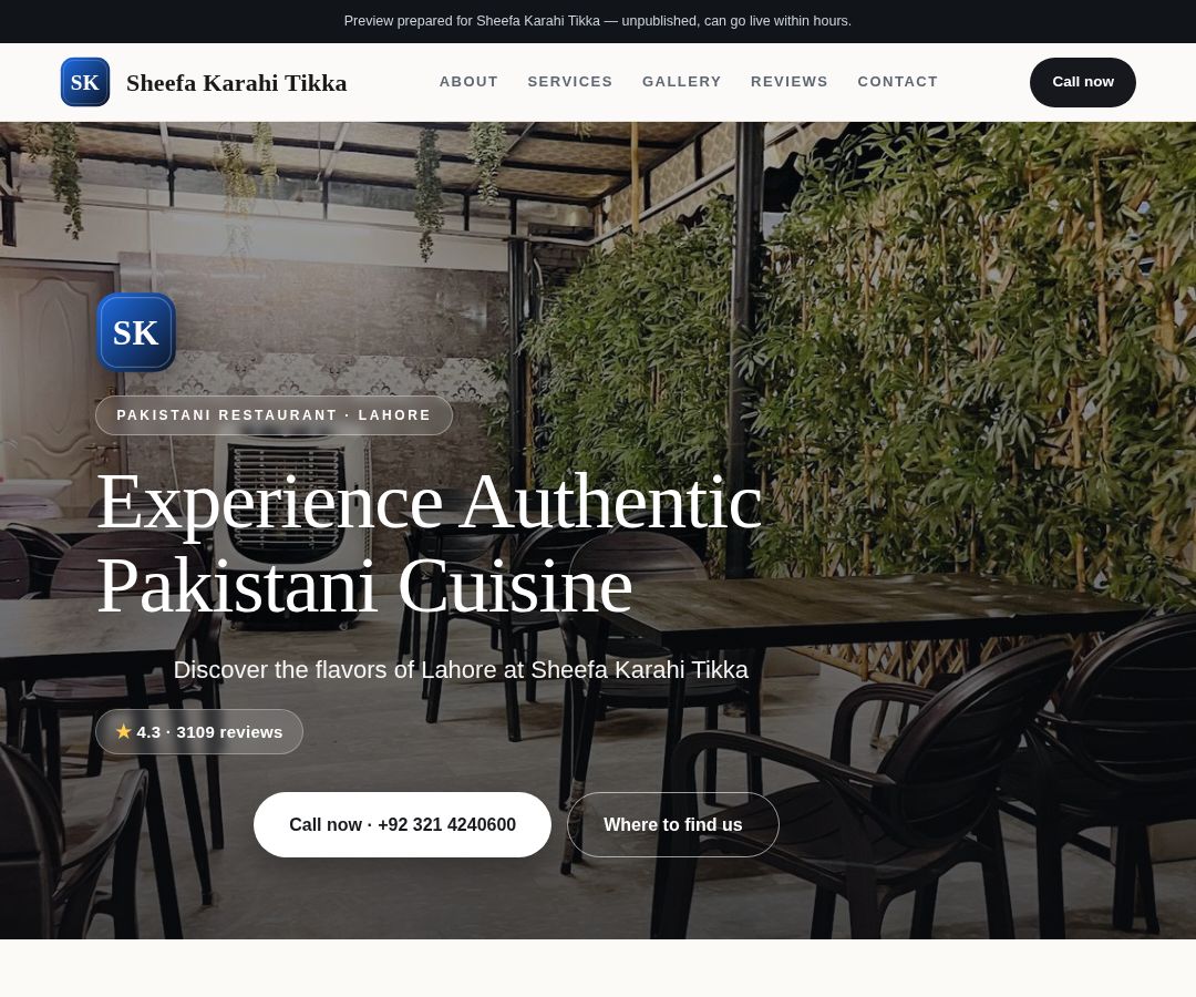 Sheefa Karahi Tikka