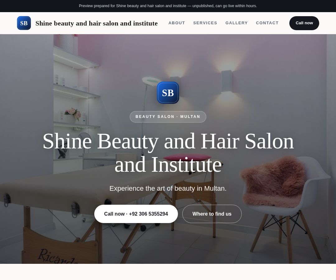 Shine beauty and hair salon and institute