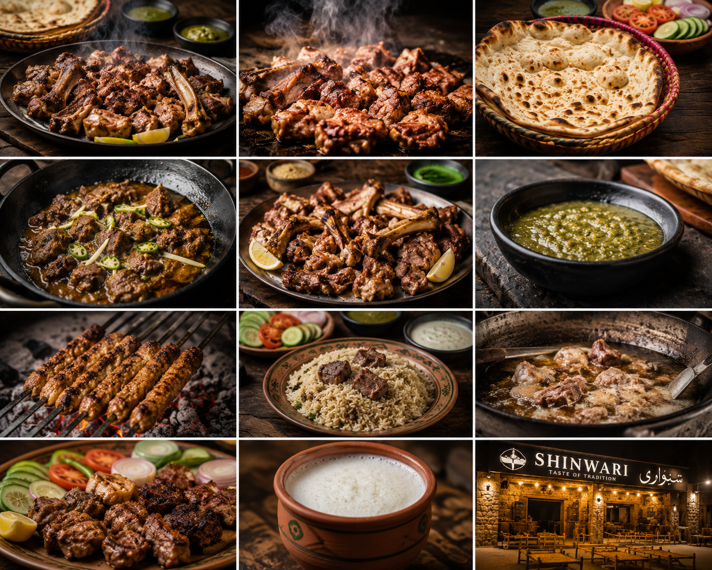The warmly lit Madina Shinwari Restaurant experience at night