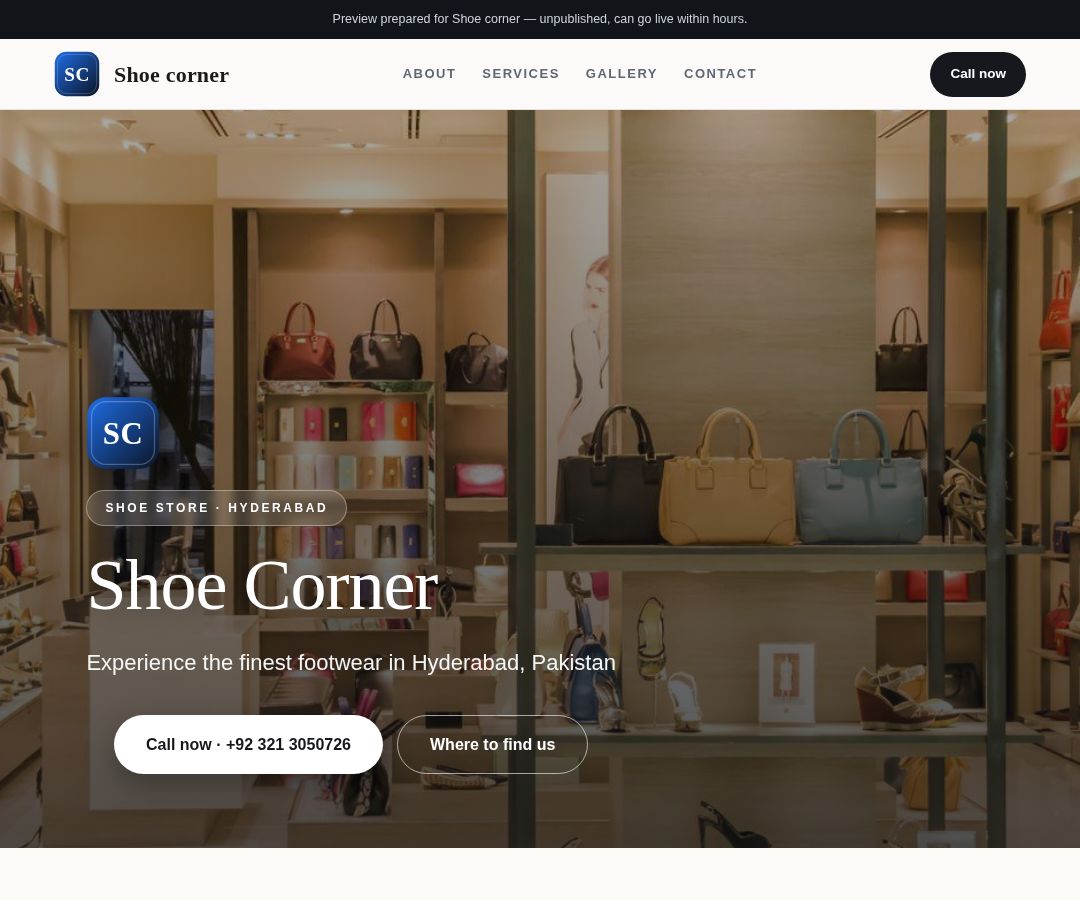 Shoe corner