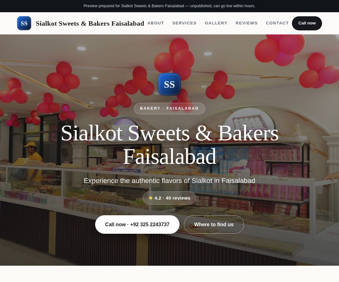 Sialkot Sweets & Bakers Faisalabad