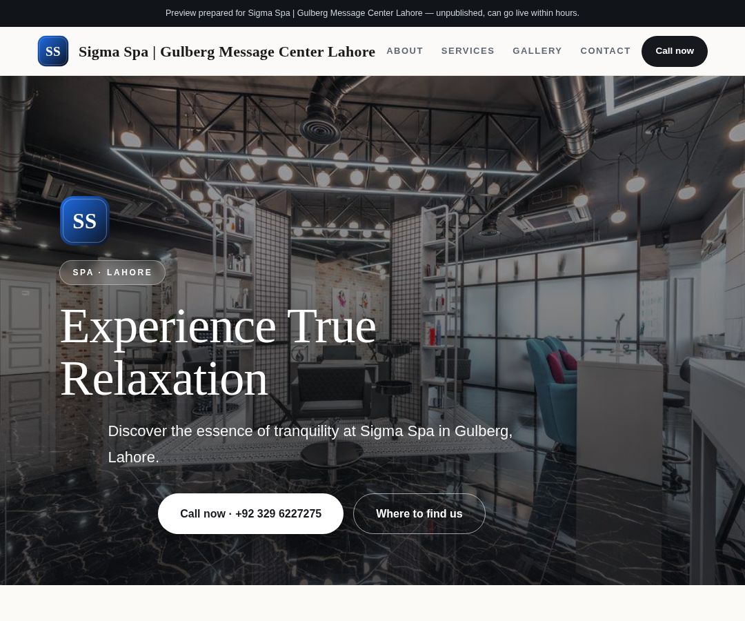 Sigma Spa | Gulberg Message Center Lahore