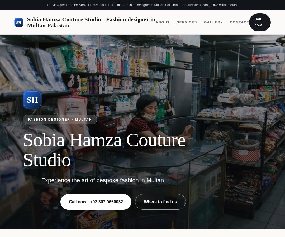 Sobia Hamza Couture Studio - Fashion designer in Multan Pakistan