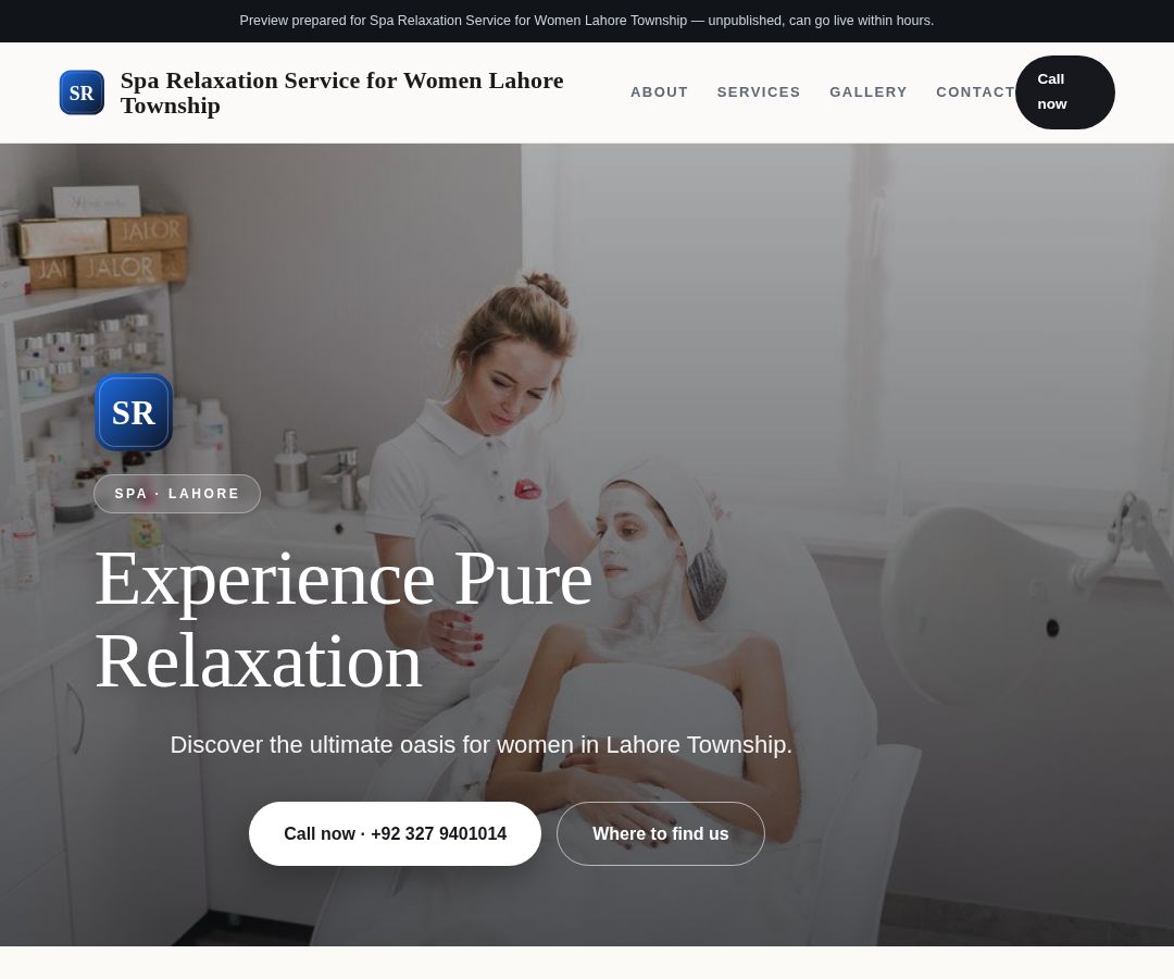 Spa Relaxation Service for Women Lahore Township