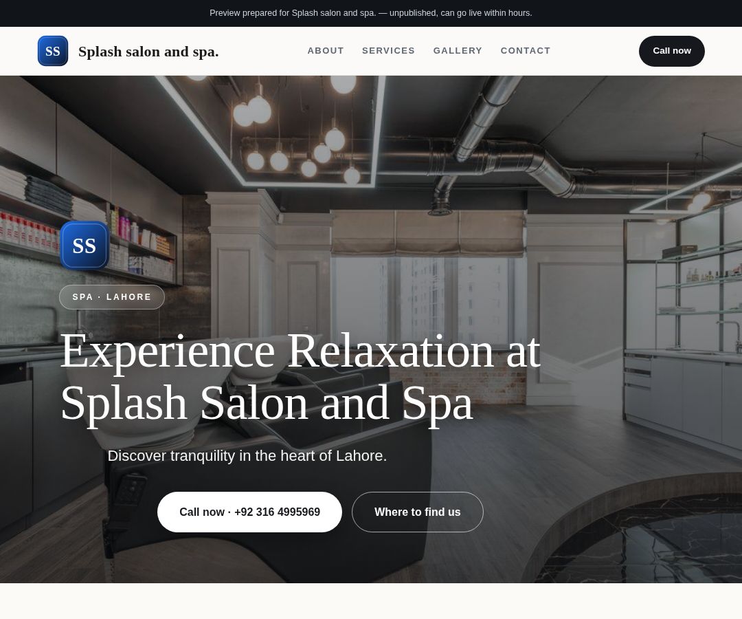 Splash salon and spa.