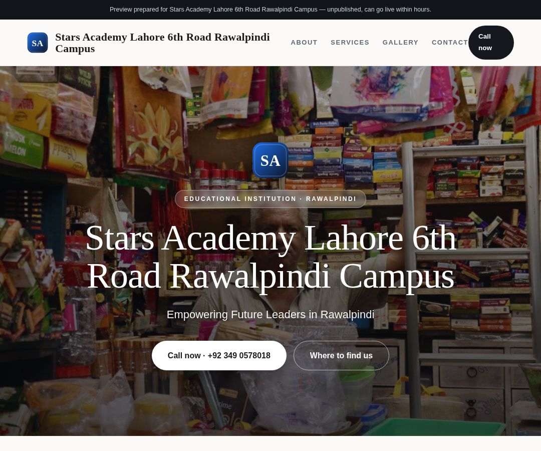 Stars Academy Lahore 6th Road Rawalpindi Campus