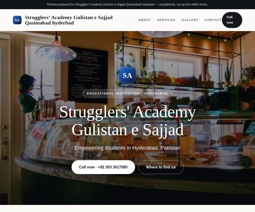 Strugglers’ Academy Gulistan e Sajjad Qasimabad hyderbad