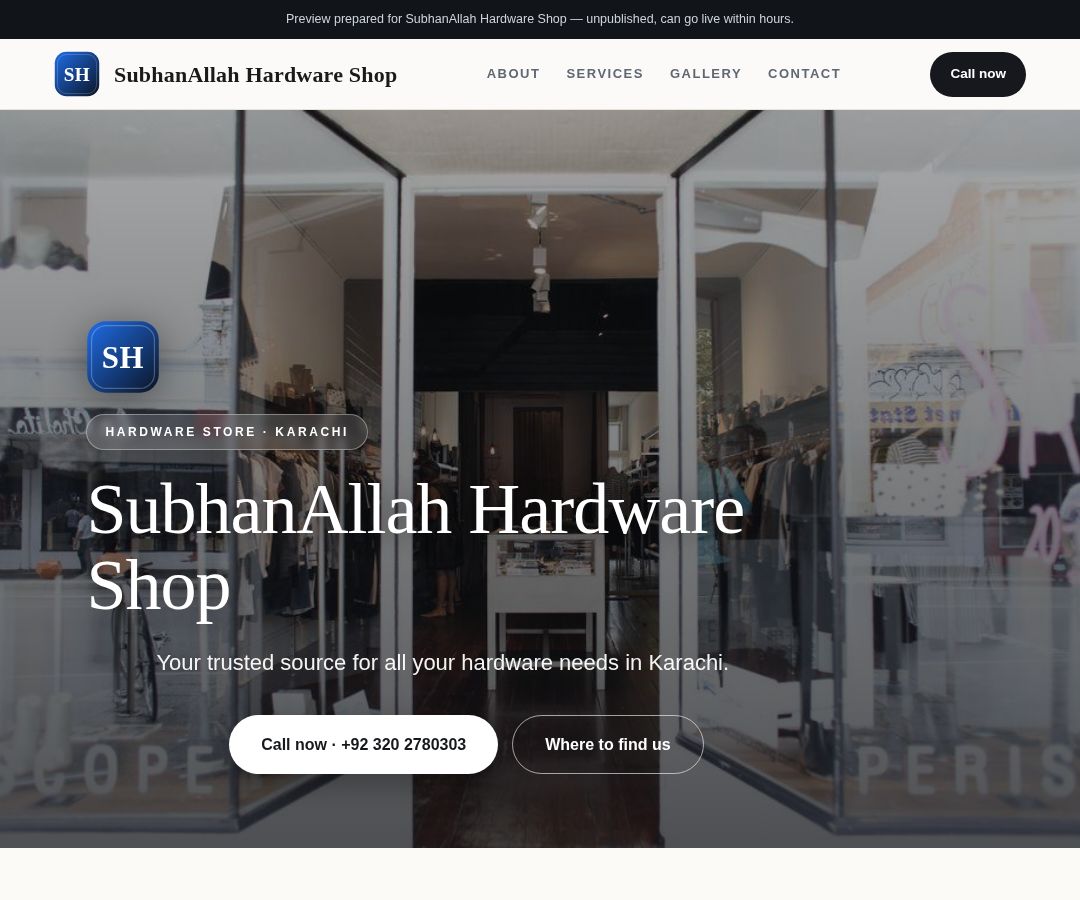 SubhanAllah Hardware Shop