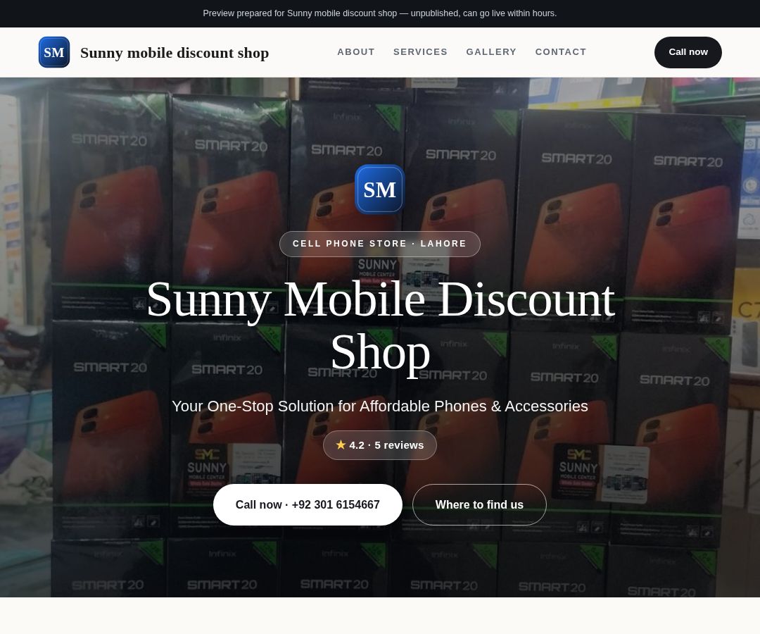 Sunny mobile discount shop