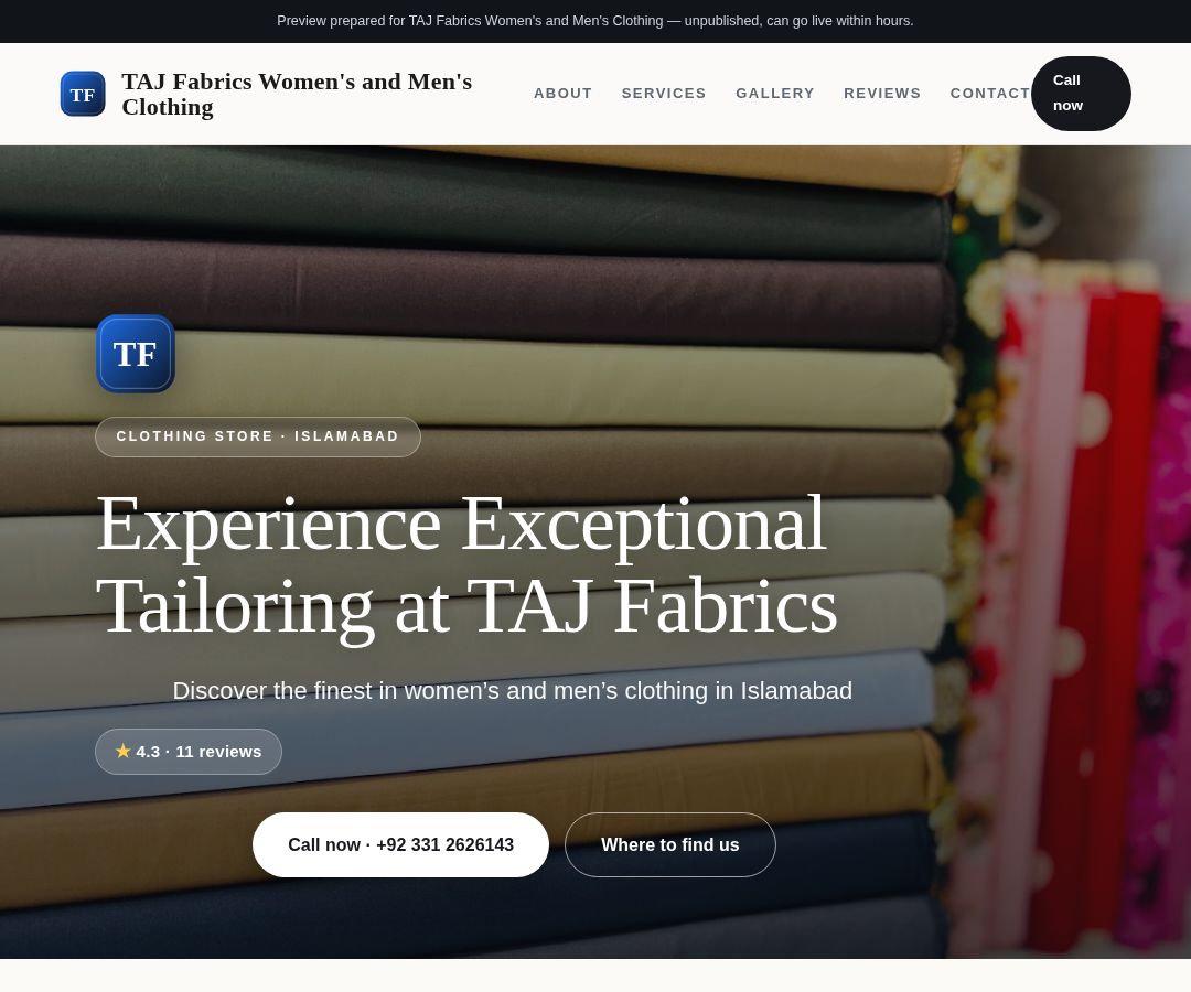 TAJ Fabrics Women's and Men's Clothing