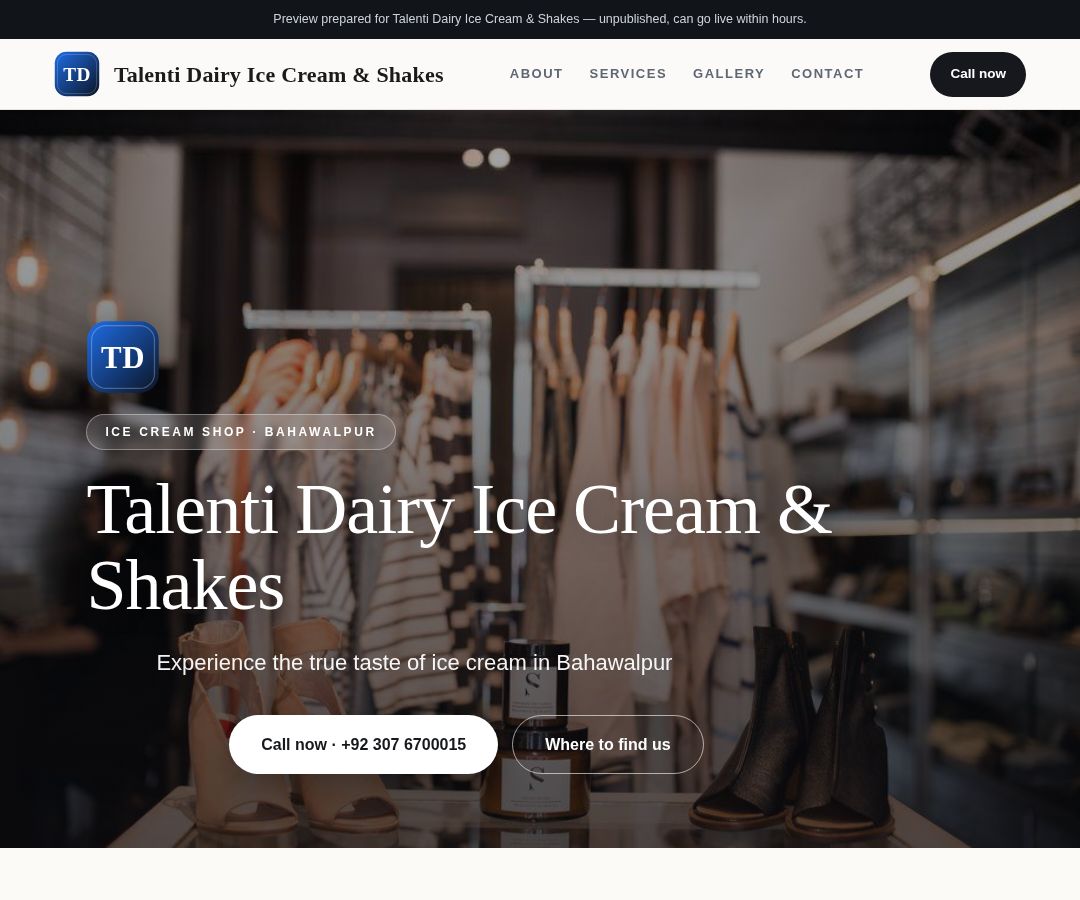 Talenti Dairy Ice Cream & Shakes