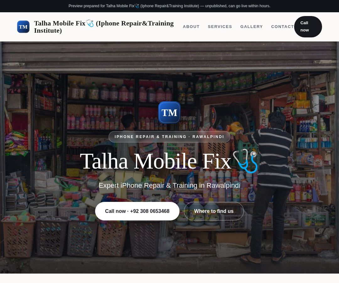 Talha Mobile Fix🩺 (Iphone Repair&Training Institute)