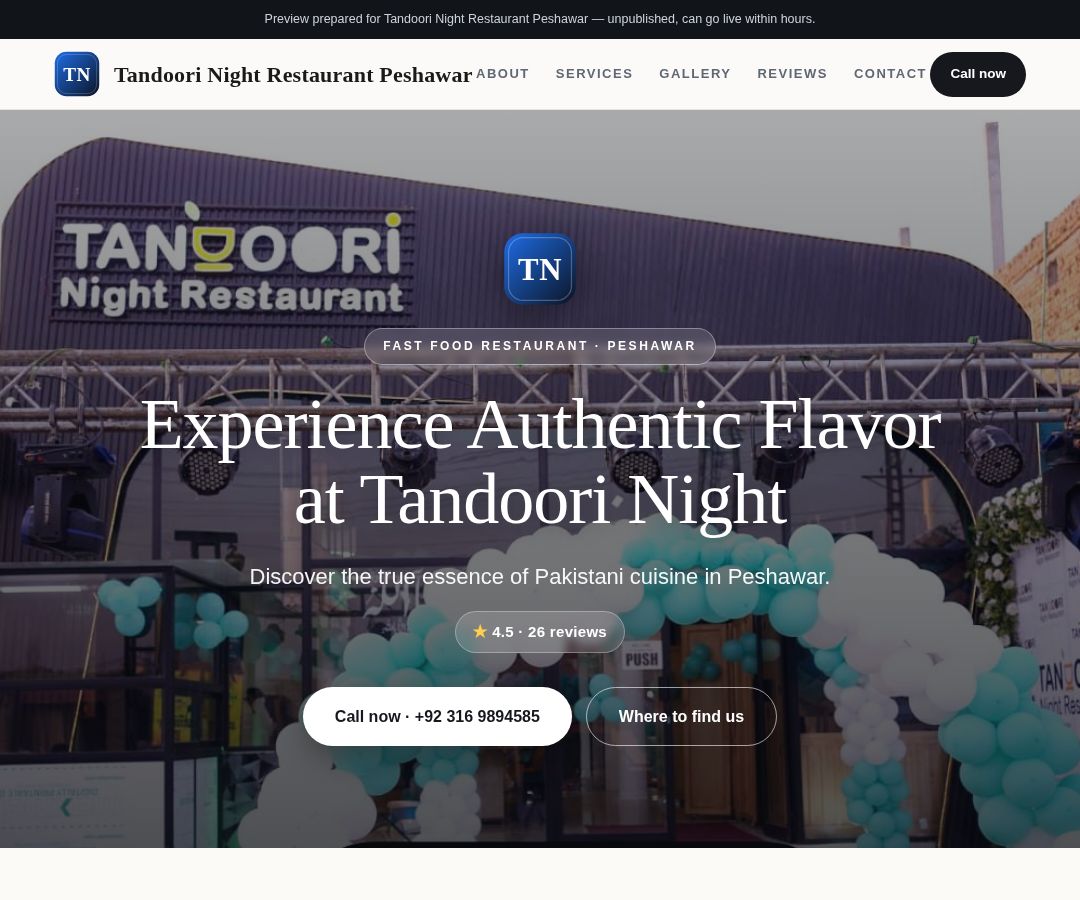 Tandoori Night Restaurant Peshawar