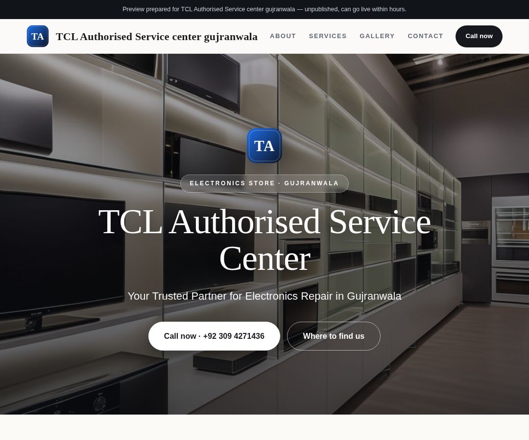 TCL Authorised Service center gujranwala