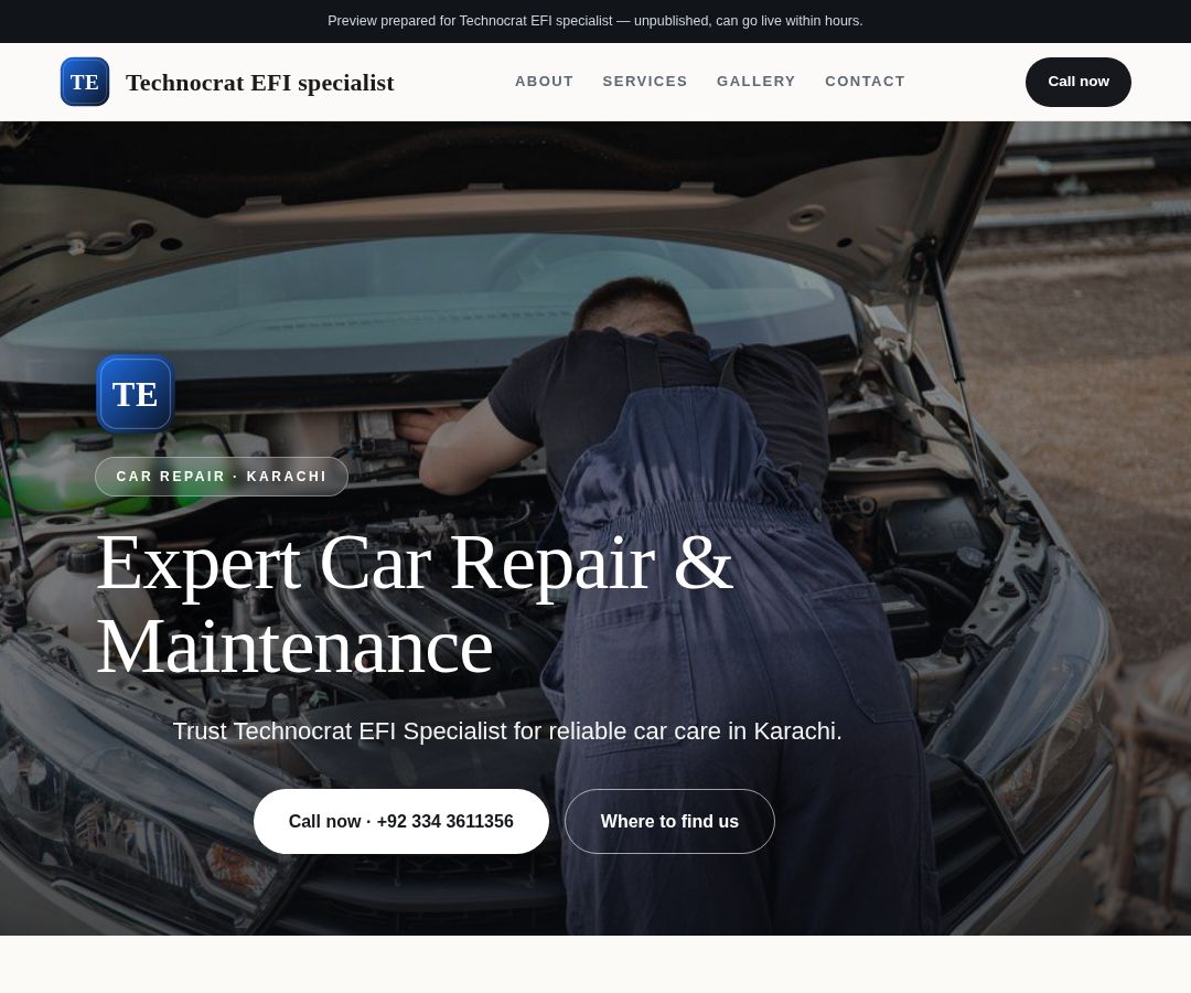 Technocrat EFI specialist
