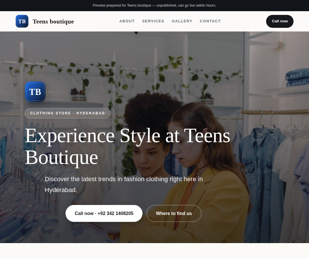 Teens boutique