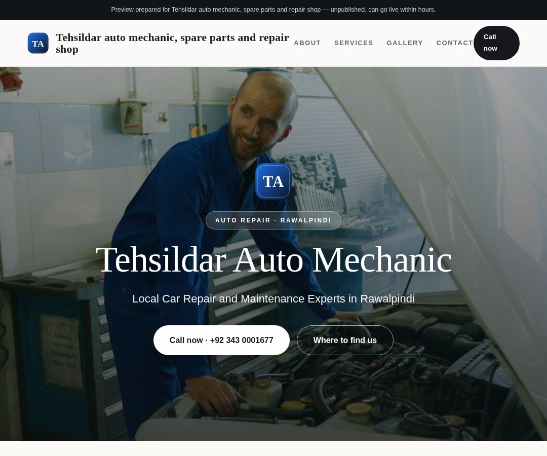 Tehsildar auto mechanic, spare parts and repair shop