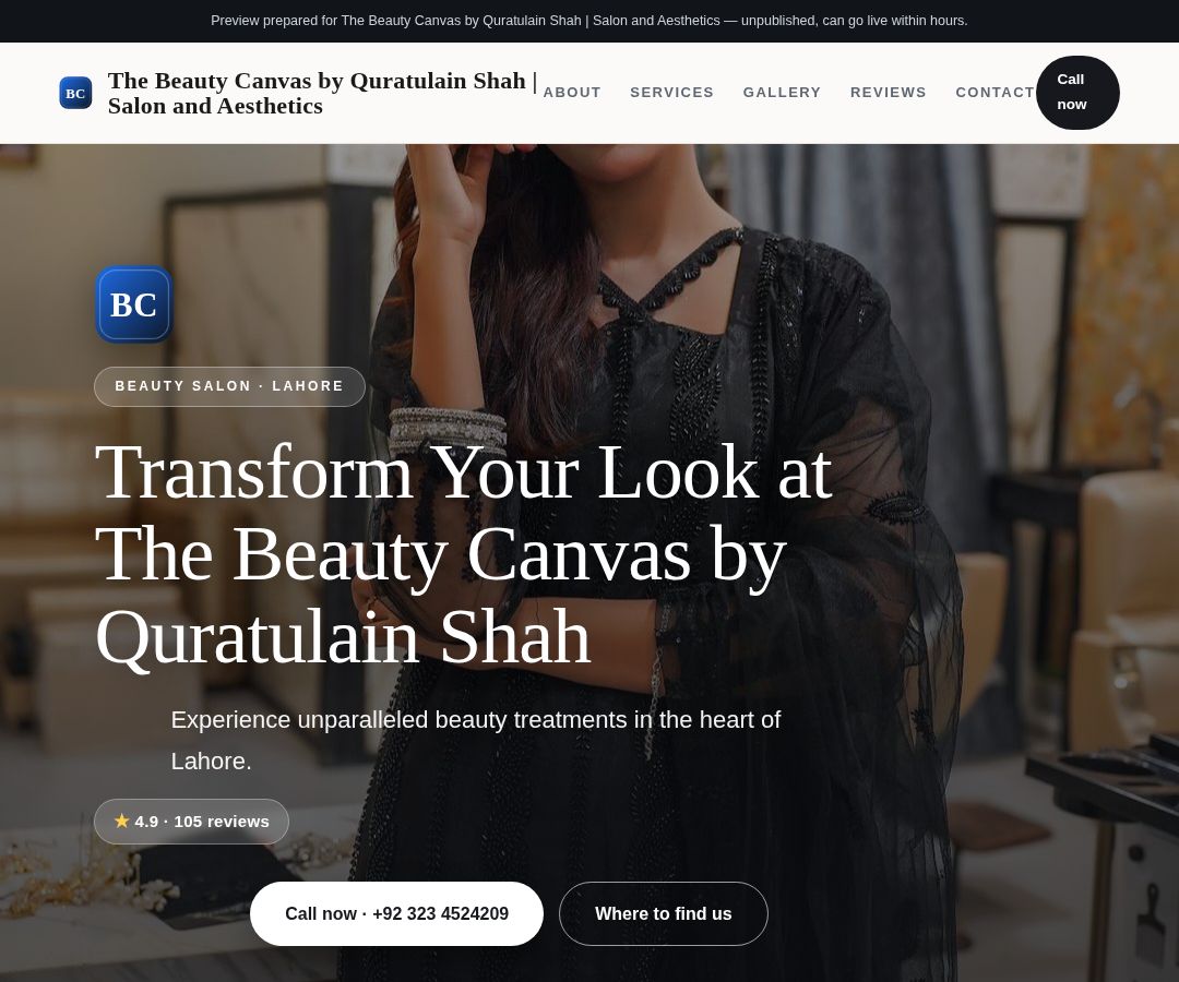 The Beauty Canvas by Quratulain Shah | Salon and Aesthetics