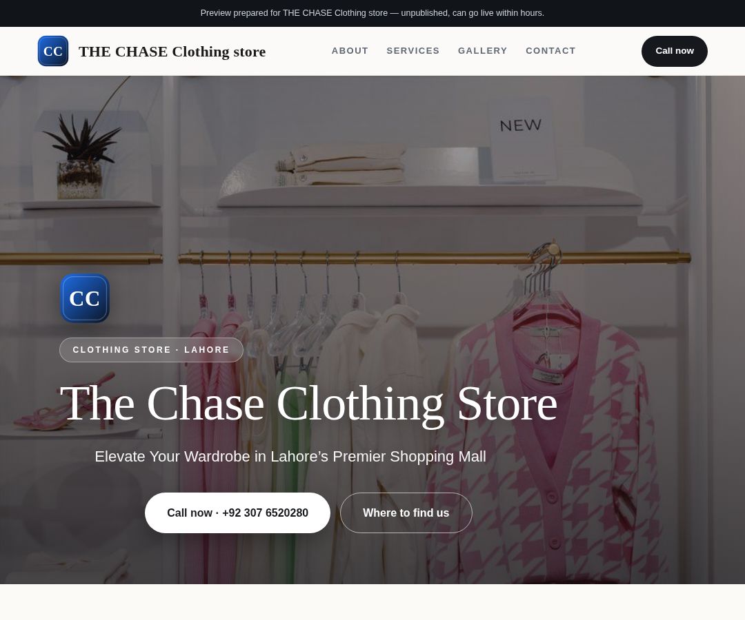 THE CHASE Clothing store
