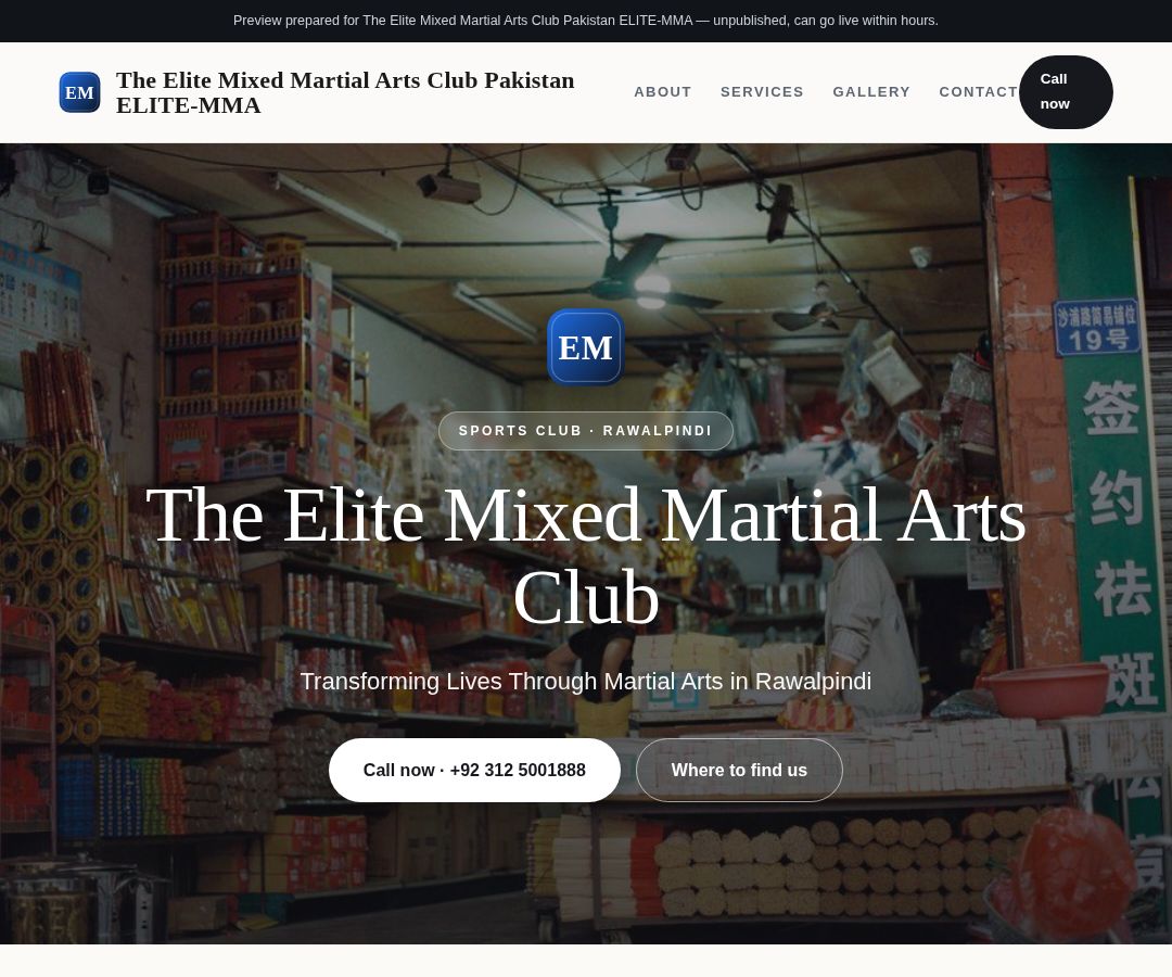 The Elite Mixed Martial Arts Club Pakistan ELITE-MMA