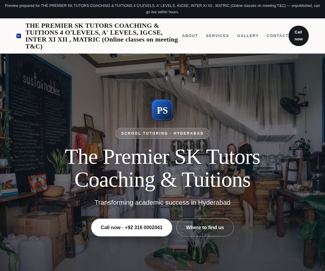 THE PREMIER SK TUTORS COACHING & TUITIONS 4 O'LEVELS, A' LEVELS, IGCSE, INTER XI XII , MATRIC (Online classes on meeting T&C)