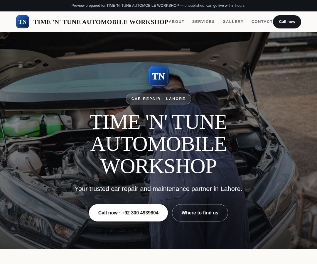 TIME 'N' TUNE AUTOMOBILE WORKSHOP