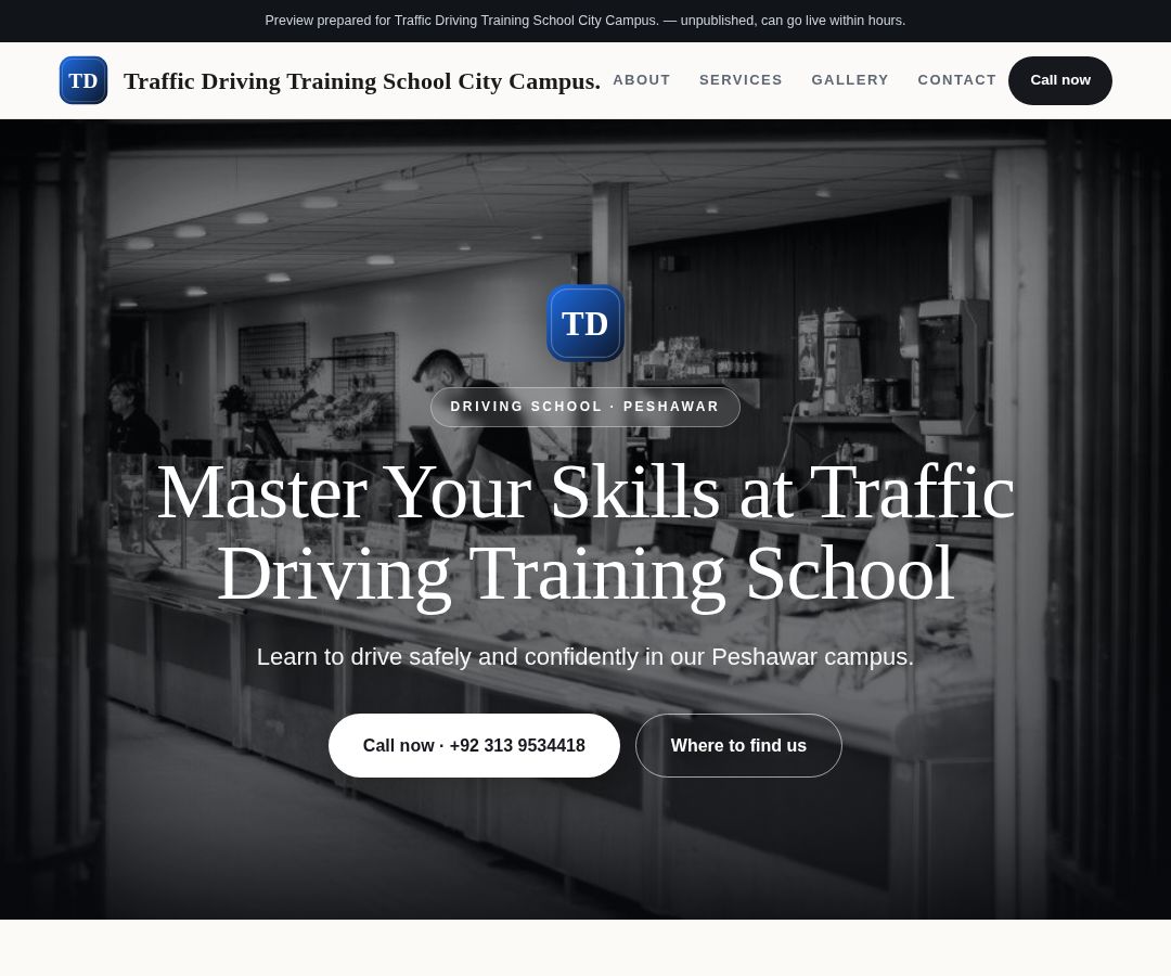 Traffic Driving Training School City Campus.