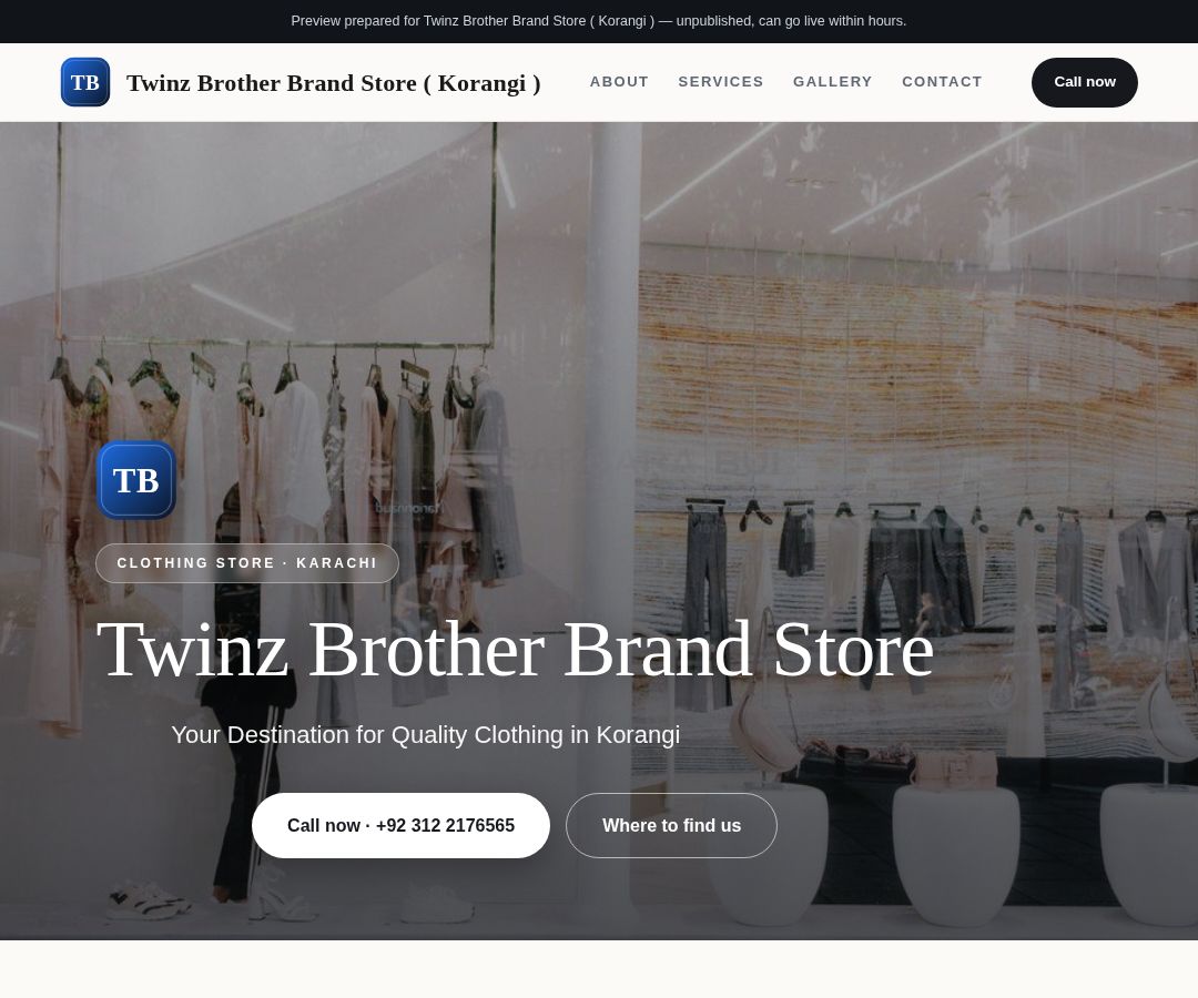 Twinz Brother Brand Store ( Korangi )
