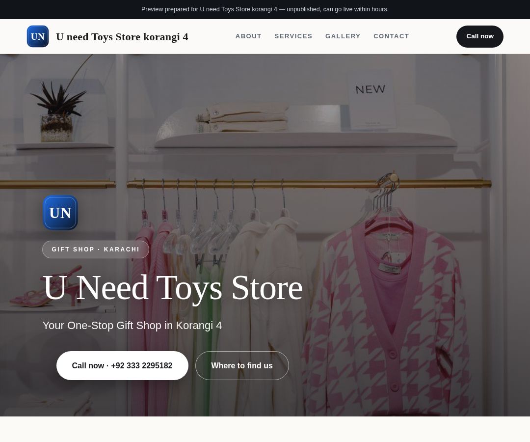 U need Toys Store korangi 4
