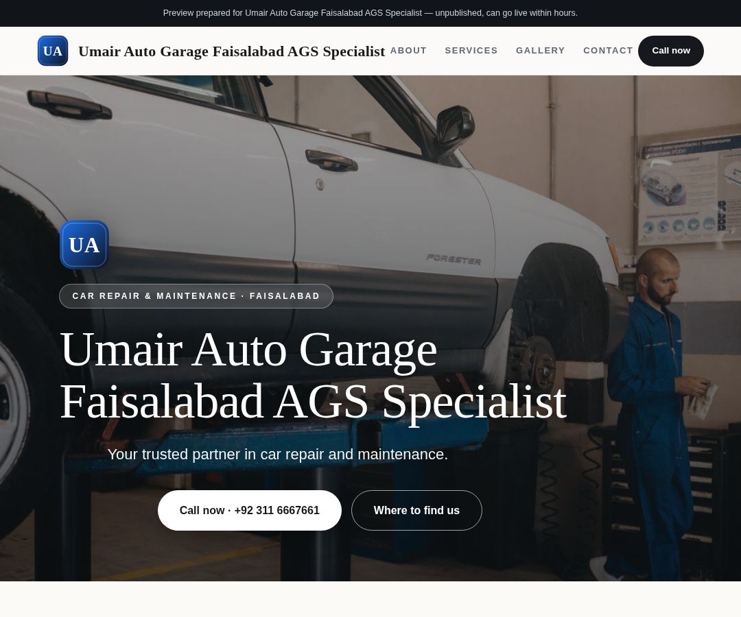 Umair Auto Garage Faisalabad AGS Specialist