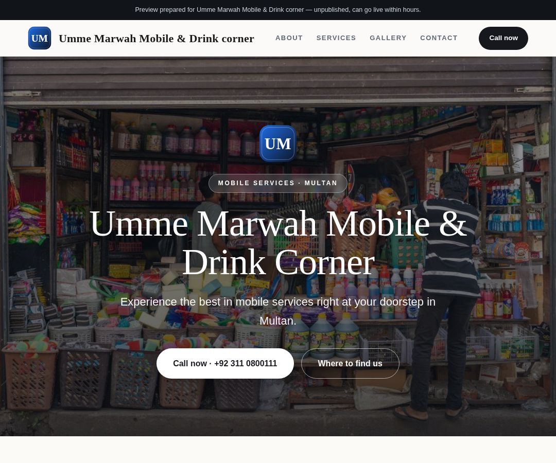 Umme Marwah Mobile & Drink corner