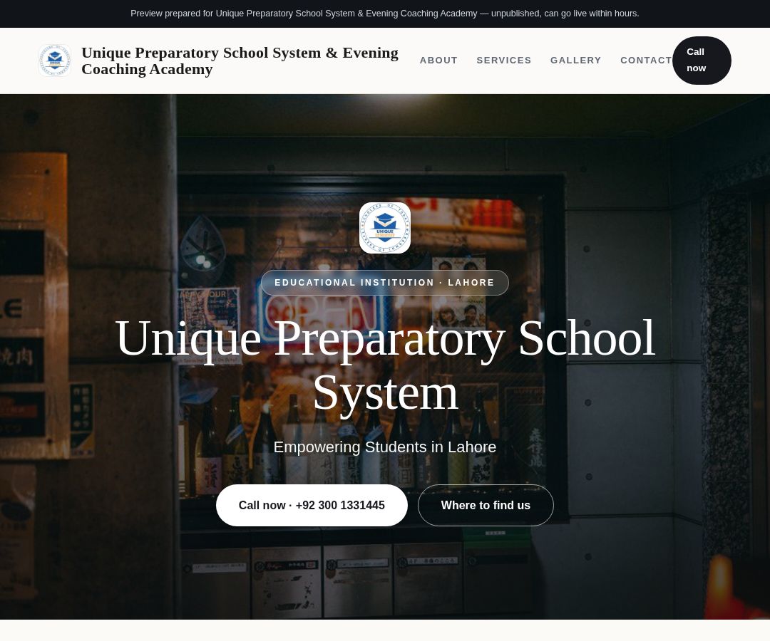 Unique Preparatory School System & Evening Coaching Academy