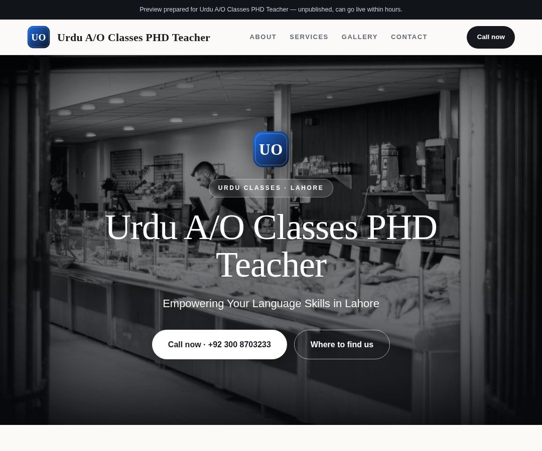 Urdu A/O Classes PHD Teacher