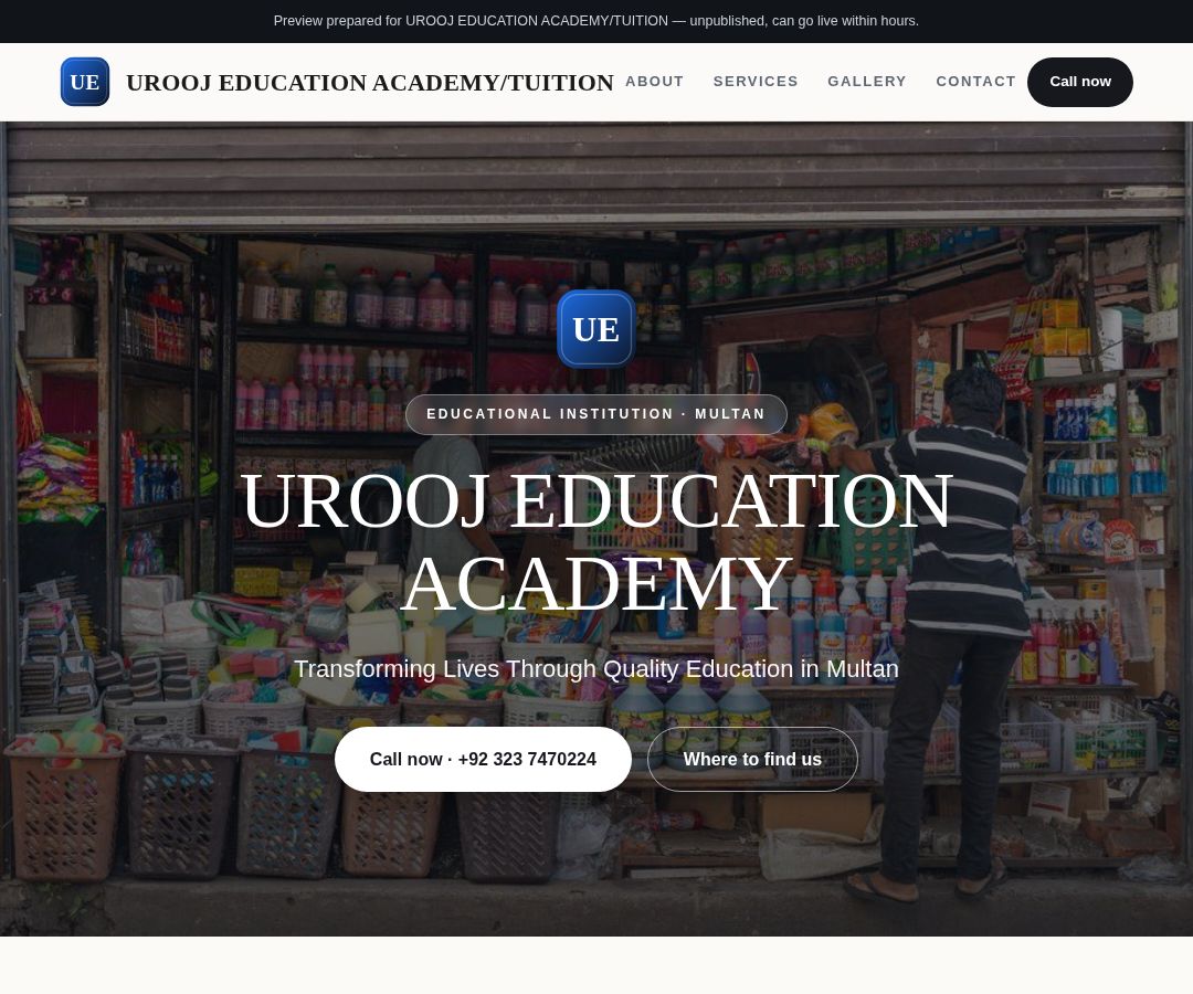 UROOJ EDUCATION ACADEMY/TUITION